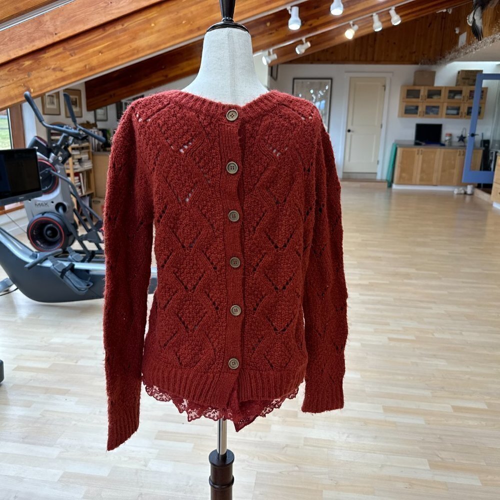 Layered Sweater With Button Up Back. Rust Color S… - image 6